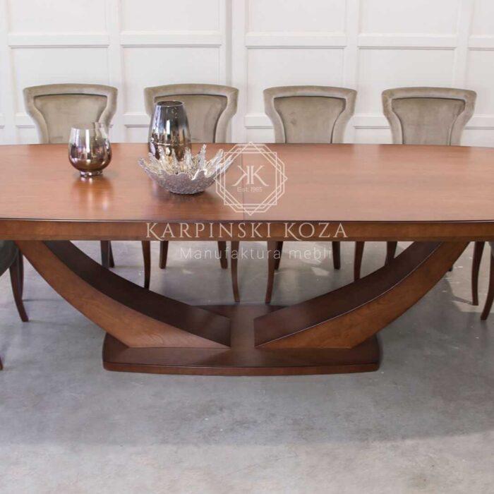 Duży stół art-deco xxl rozkładany drewniany do jadalni i salonu na wysoki połysk w stylu glamour- stół na wymiar