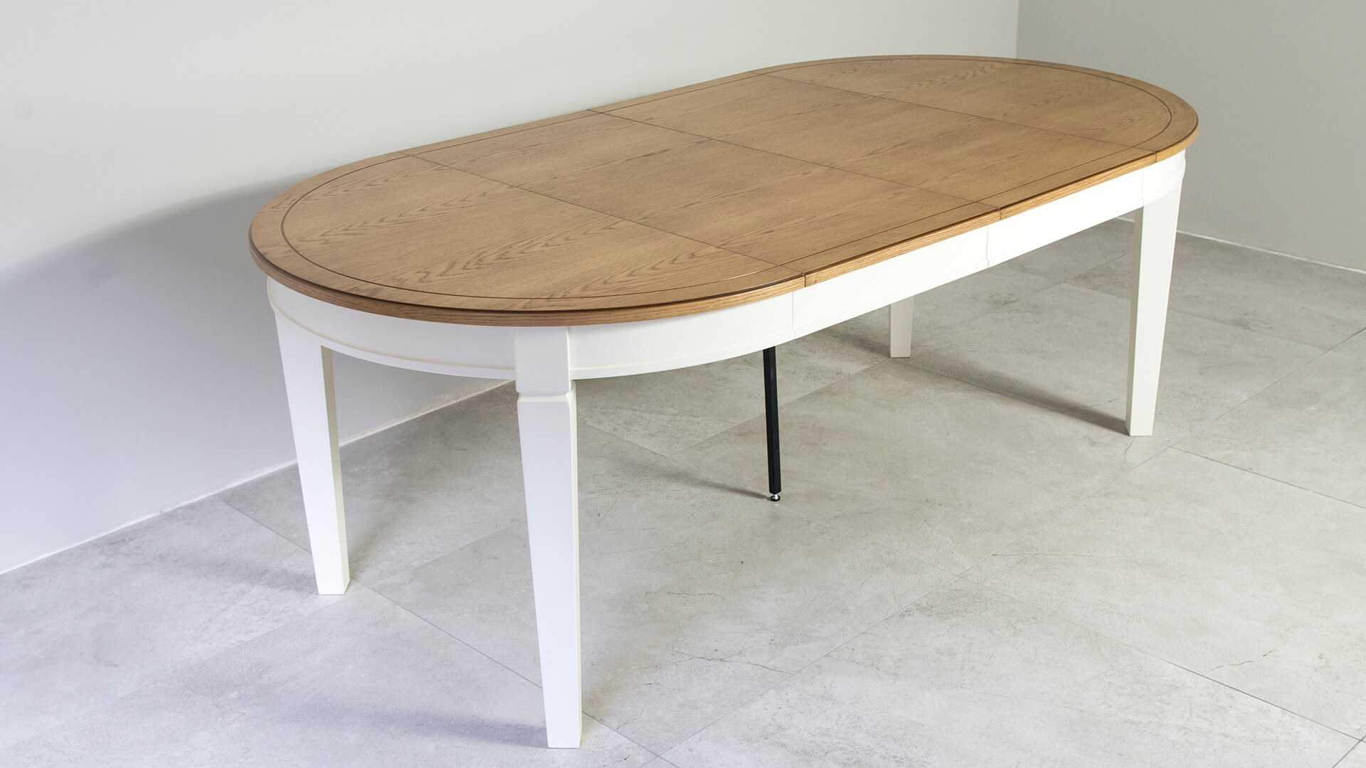 okrągły stół rozkładany z dębowym blatem w stylu prowansalskim na wymiar drewniany