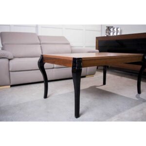 Rubato prostokątną ława do salonu w stylu glamour z czarnymi nogami