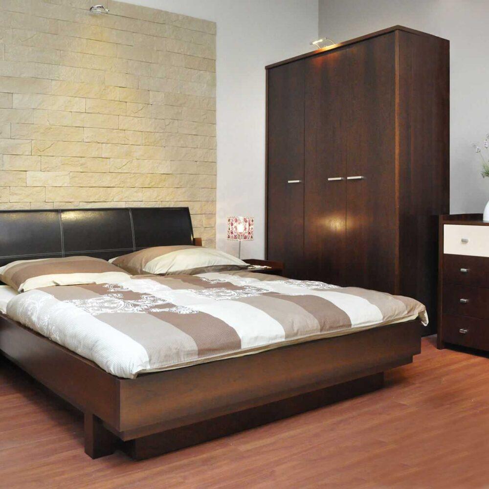 Nowoczesne łóżko EVIOS tapicerowane, meble na wymiar do sypialni, szafa, szafki nocne i komoda
