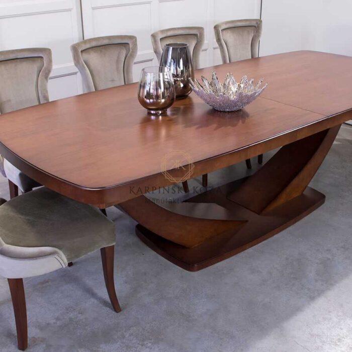 Duży stół do jadalni w stylu glamour, hampton na jednej nodze, drewniany, lakierowany, fornirowany, na wymiar