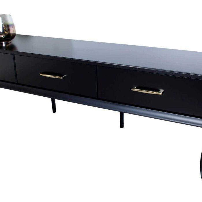 Szafka rtv w stylu glamour w kolorze czarnym, stolik pod telewizor z szufladami
