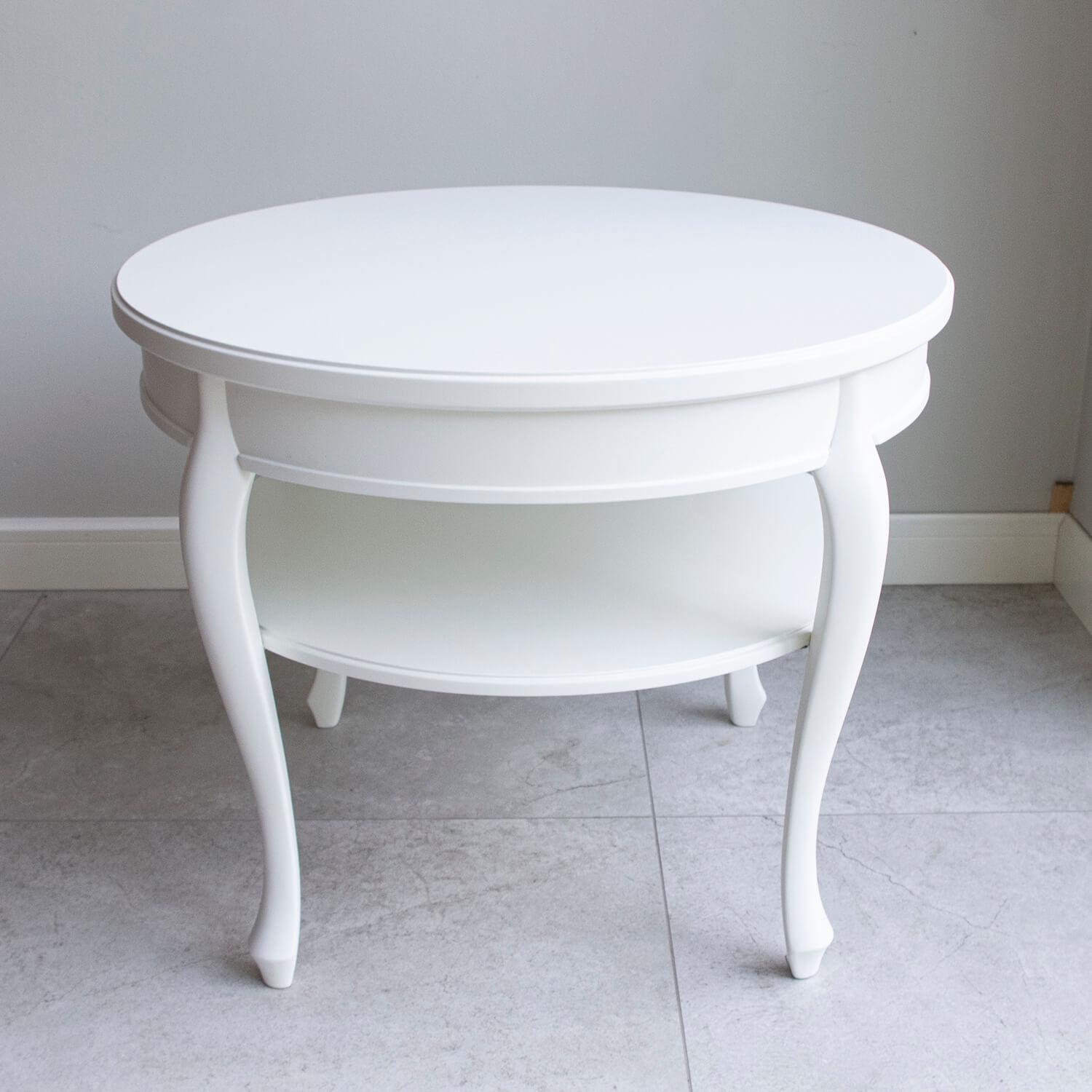 biały stolik| biały stolik kawowy z półką na wymiar drewniany