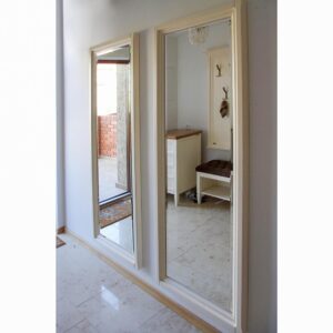 duże lustro w drewnianej ramie do przedpokoju na wymiar- drewniana rama lustra w kolorze białym, beżowym, czarnym- lustro z fazą